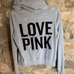 Love pink zip up sweatshirt